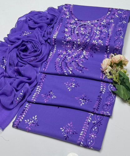 3-Piece Shaded Paka Tanka Handmade Embroidery