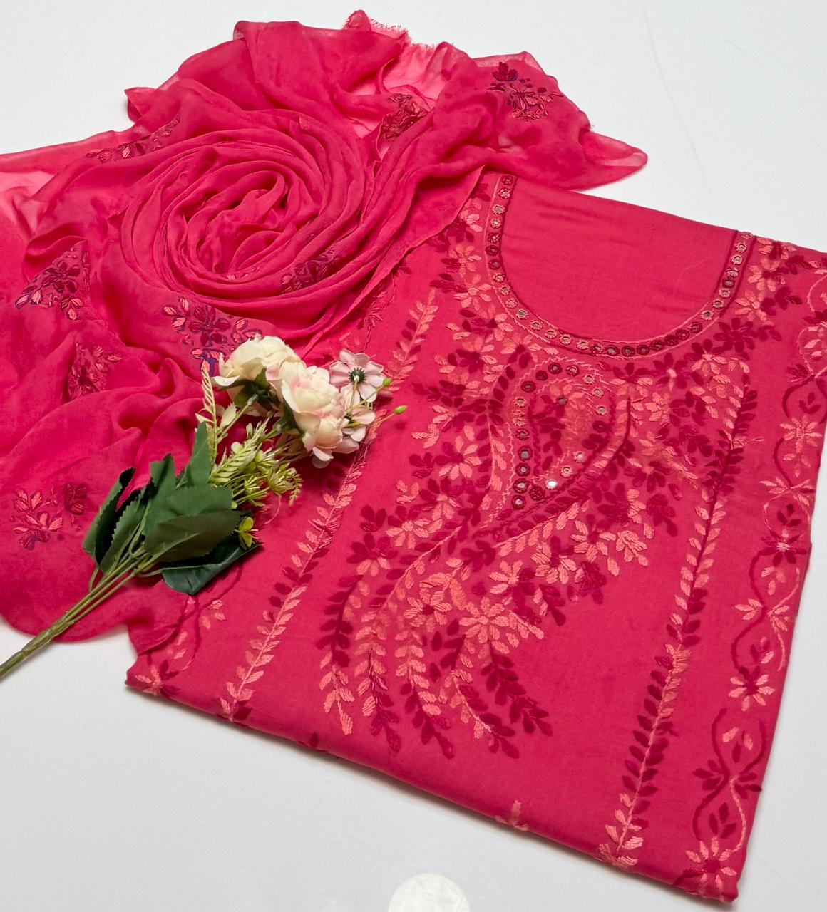 3-Piece Shaded Paka Tanka Handmade Embroidery