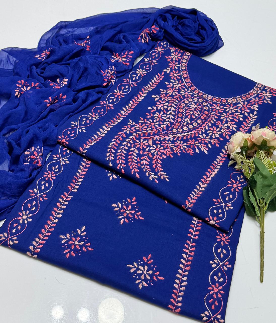 3-Piece Shaded Paka Tanka Handmade Embroidery