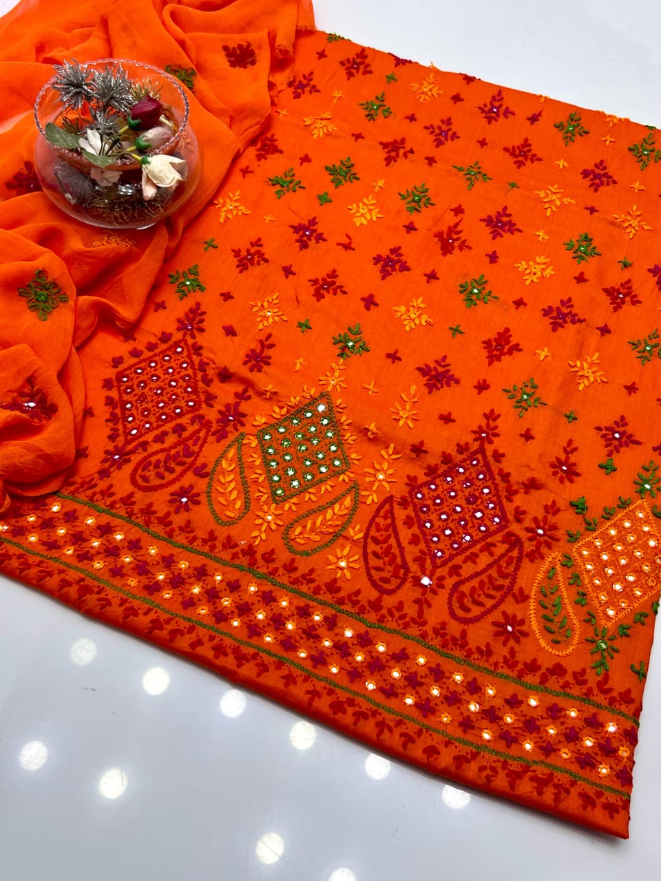 3-Piece Multicolor Handmade Sheesha Work