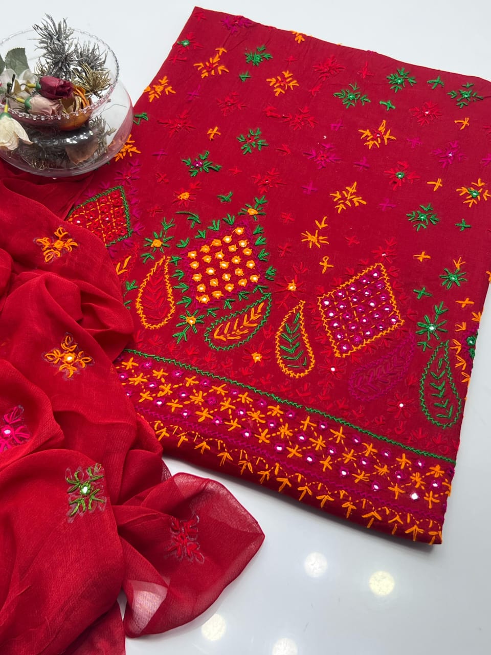 3-Piece Multicolor Handmade Sheesha Work