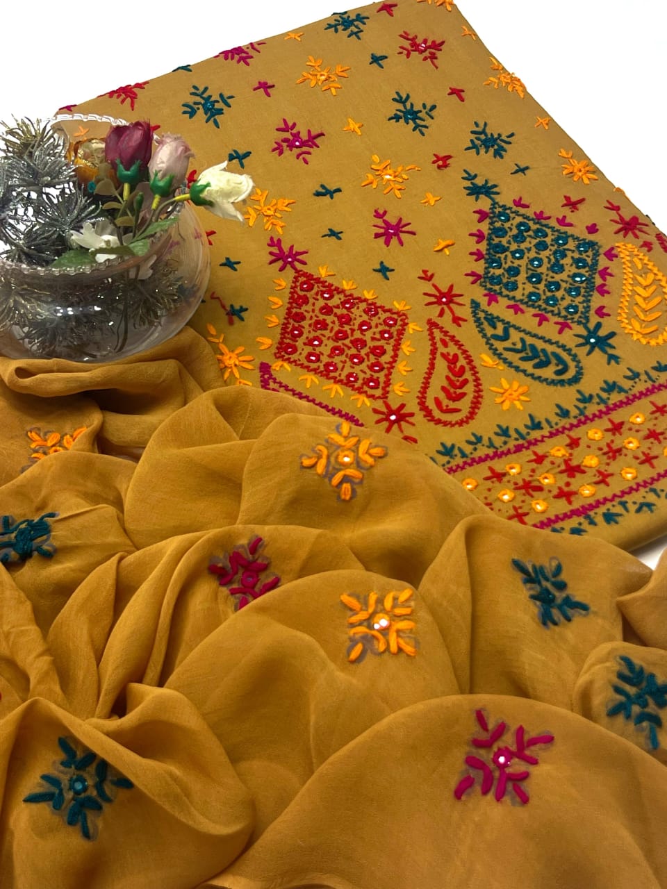 3-Piece Multicolor Handmade Sheesha Work