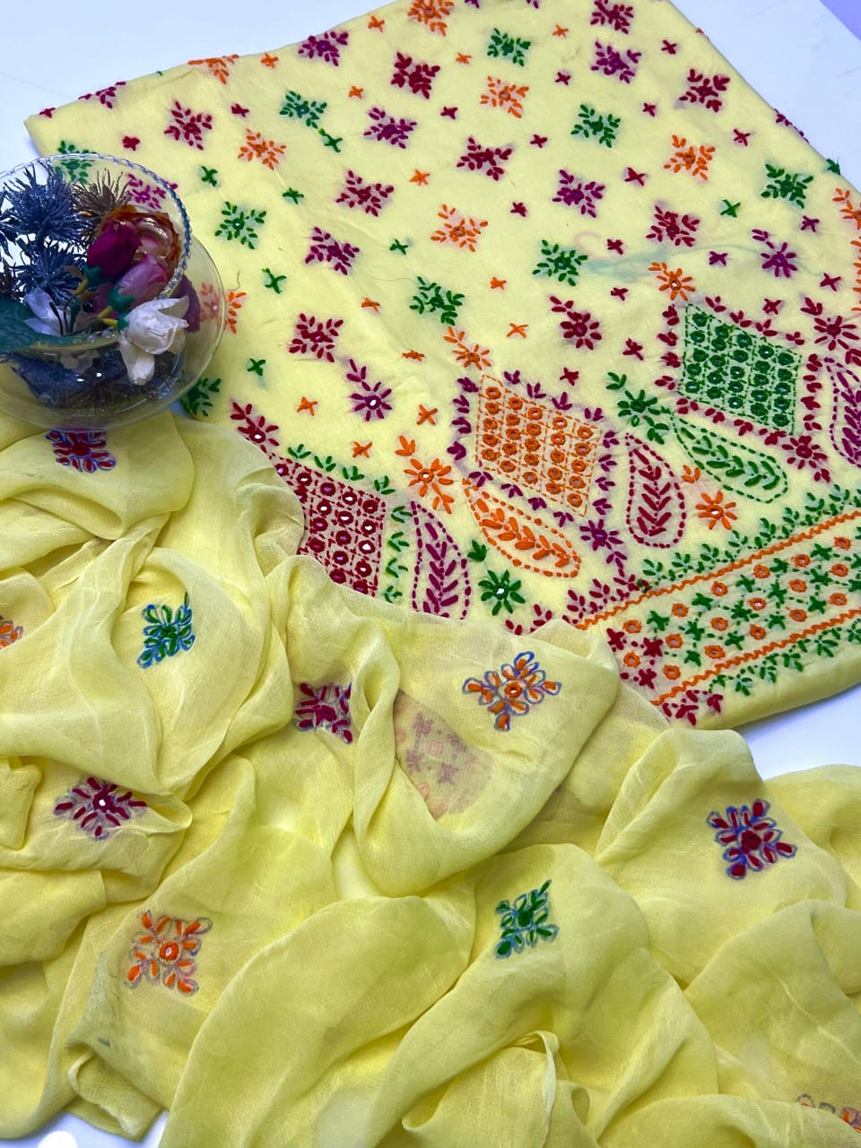 3-Piece Multicolor Handmade Sheesha Work