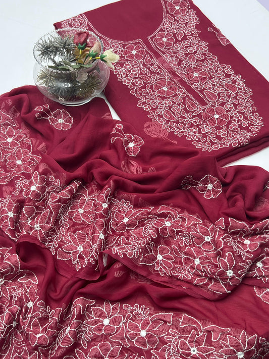 2-Piece Chiffon Handmade Shadow Chicken Kari