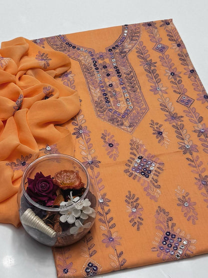 3-Piece Lawn Multicolour Handmade Embroidered Suit