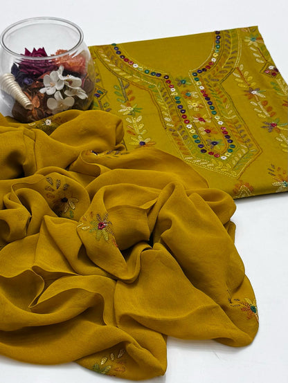 3-Piece Lawn Multicolour Handmade Embroidered Suit