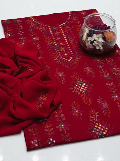 3-Piece Lawn Multicolour Handmade Embroidered Suit