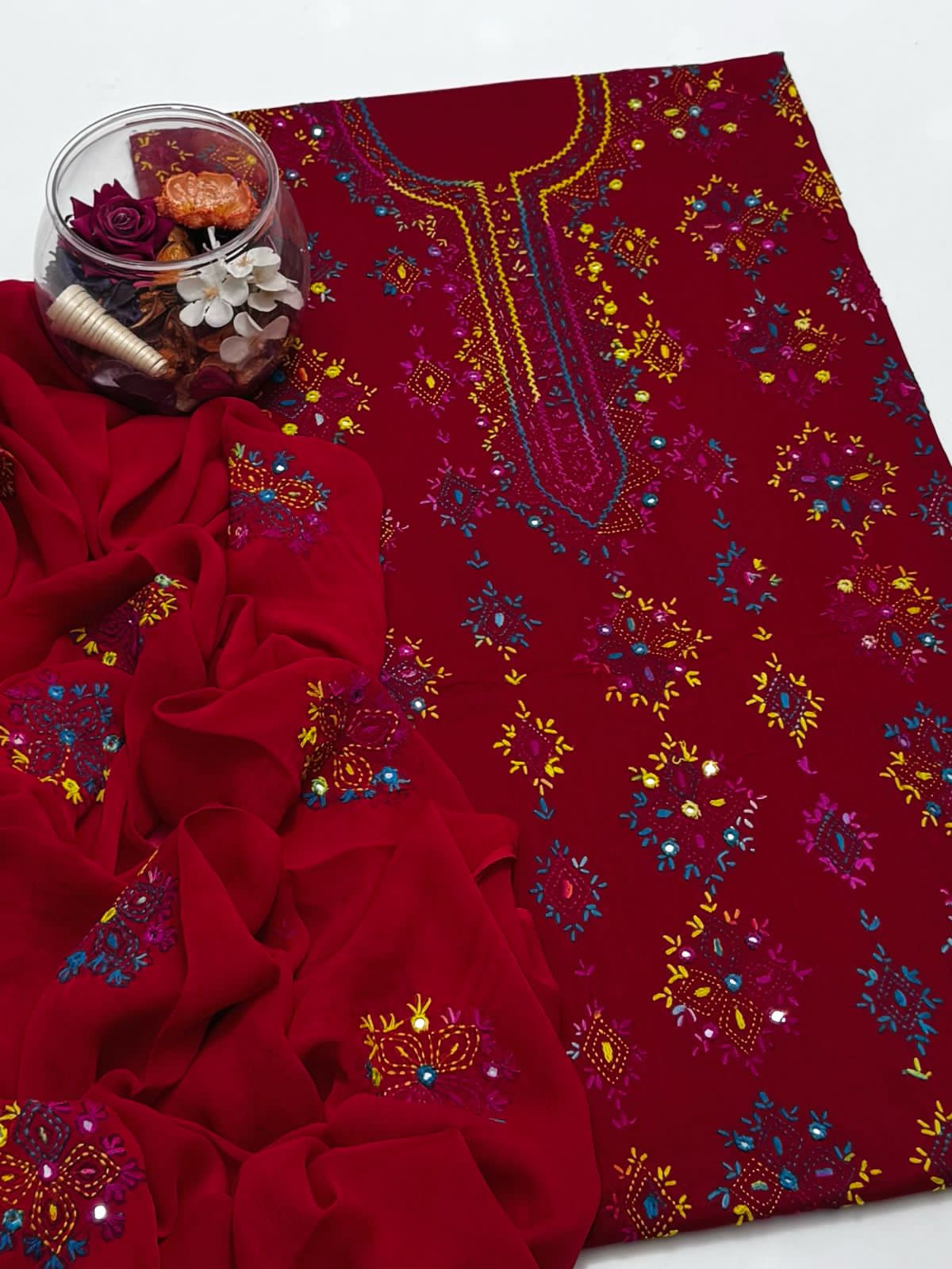 3-Piece Handmade Embroidered Afghani Stitch