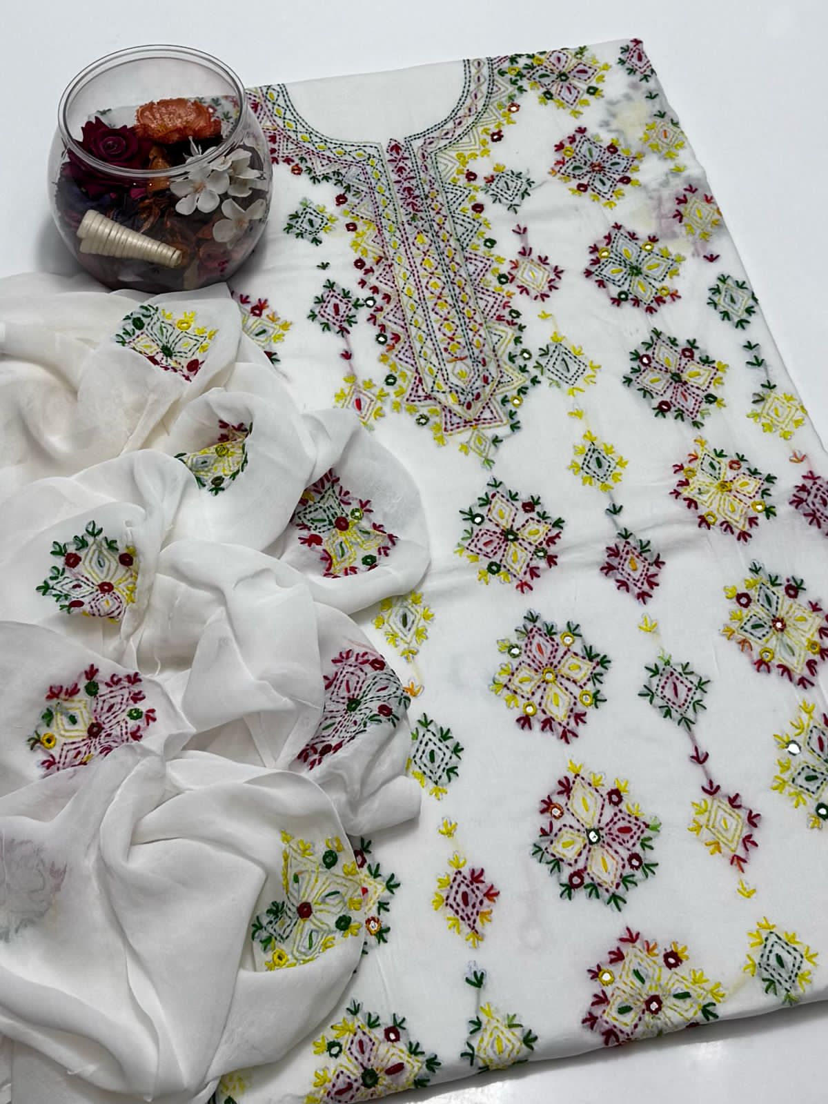 3-Piece Handmade Embroidered Afghani Stitch