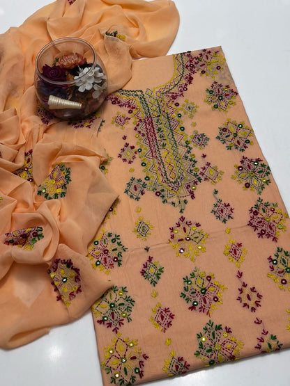 3-Piece Handmade Embroidered Afghani Stitch