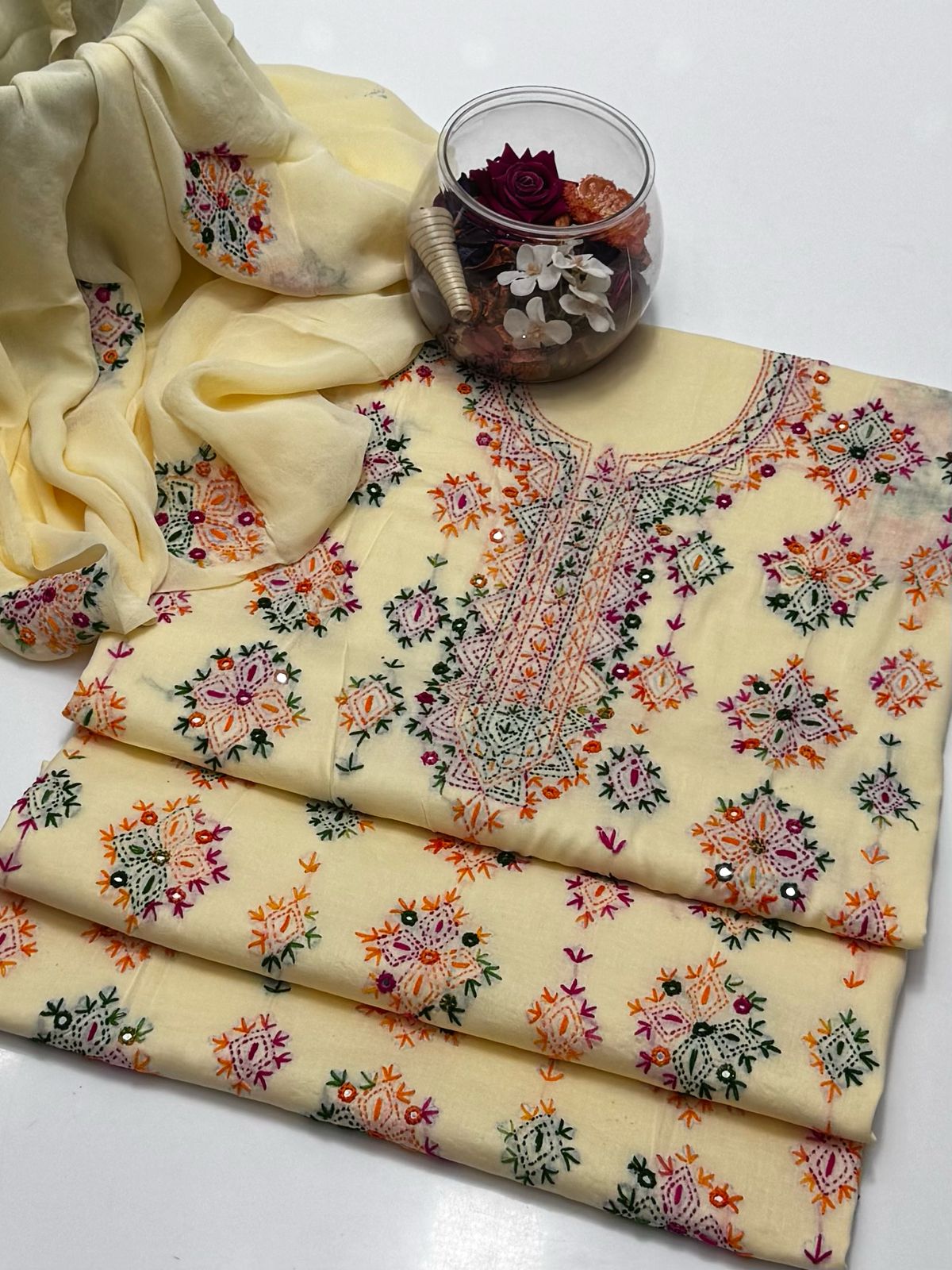 3-Piece Handmade Embroidered Afghani Stitch