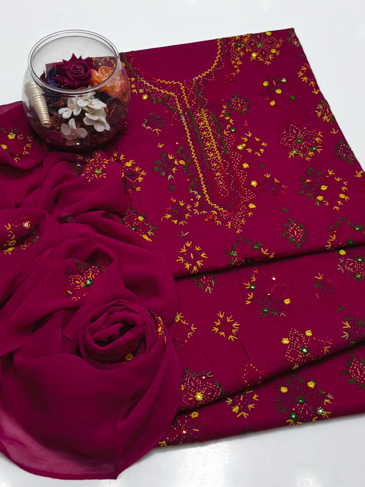 3-Piece Handmade Embroidered Afghani Stitch