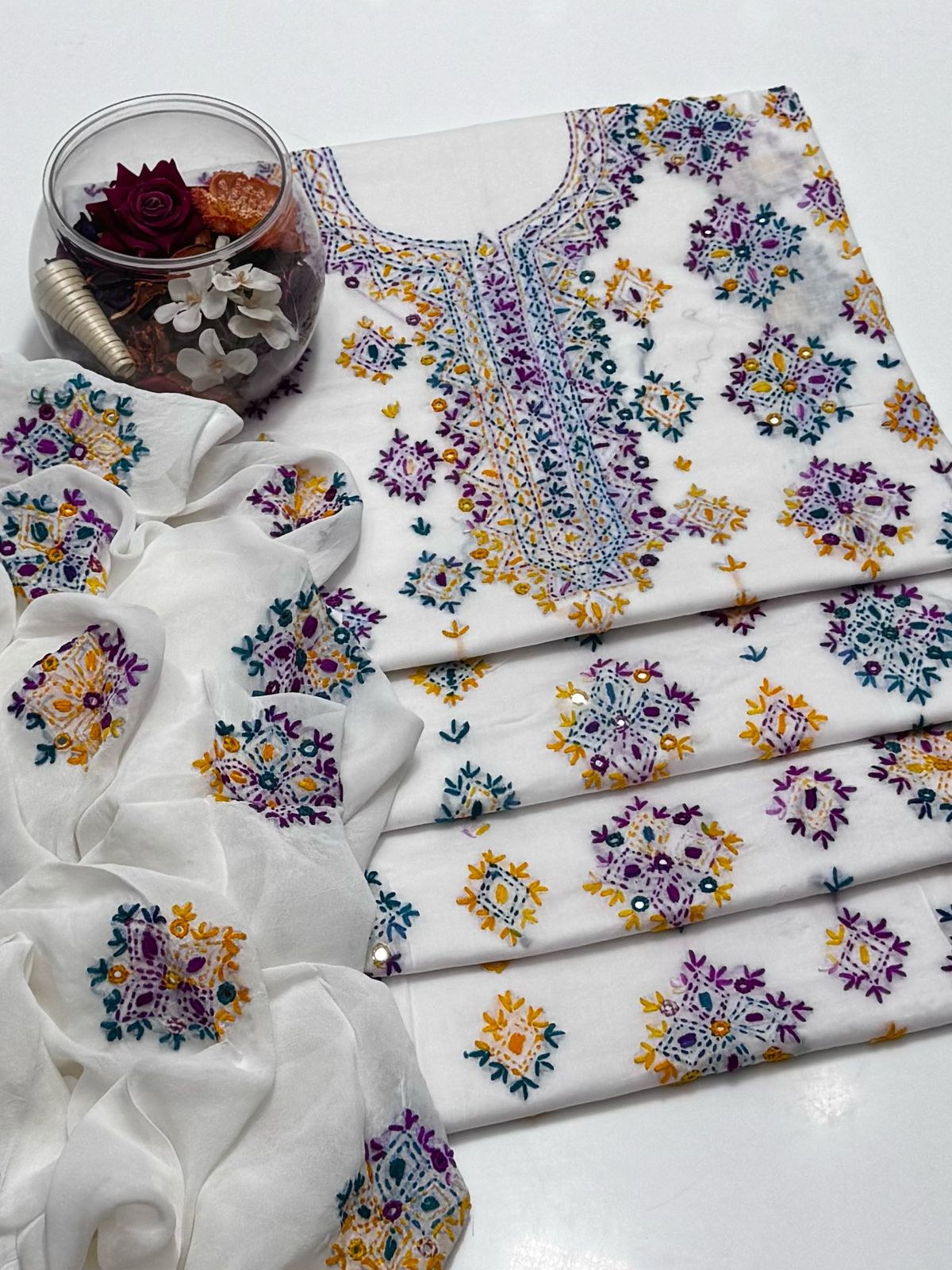 3-Piece Handmade Embroidered Afghani Stitch