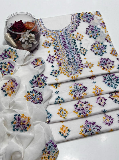 3-Piece Handmade Embroidered Afghani Stitch
