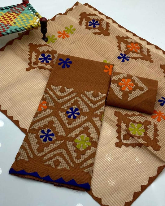 3-Piece Applique work on Khaadi Cotton.