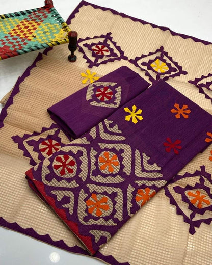 3-Piece Applique work on Khaadi Cotton.