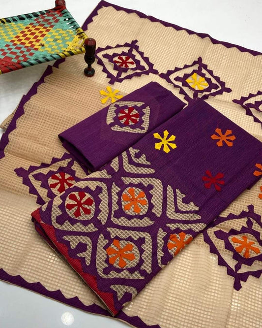 3-Piece Applique work on Khaadi Cotton.