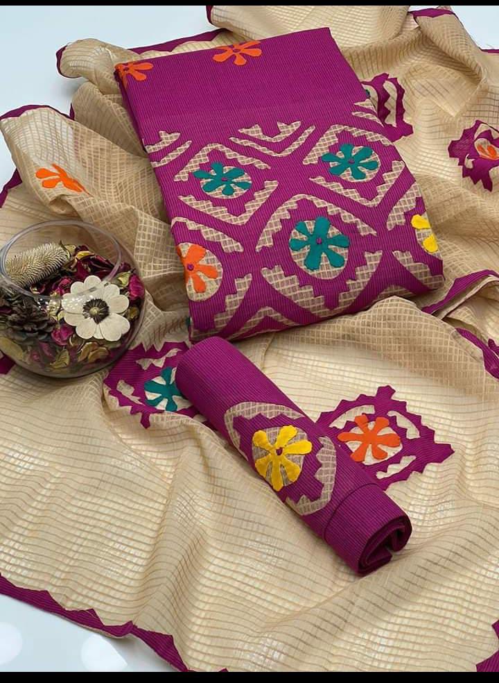 3-Piece Applique work on Khaadi Cotton.