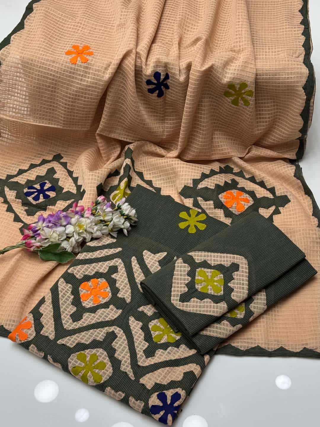 3-Piece Applique work on Khaadi Cotton.