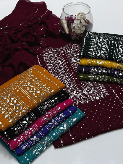 2-Piece Chiffon Mukaish