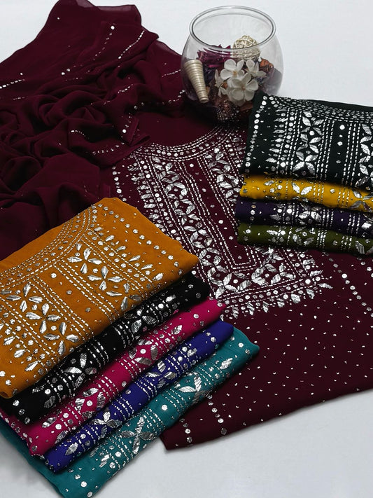 2-Piece Chiffon Mukaish
