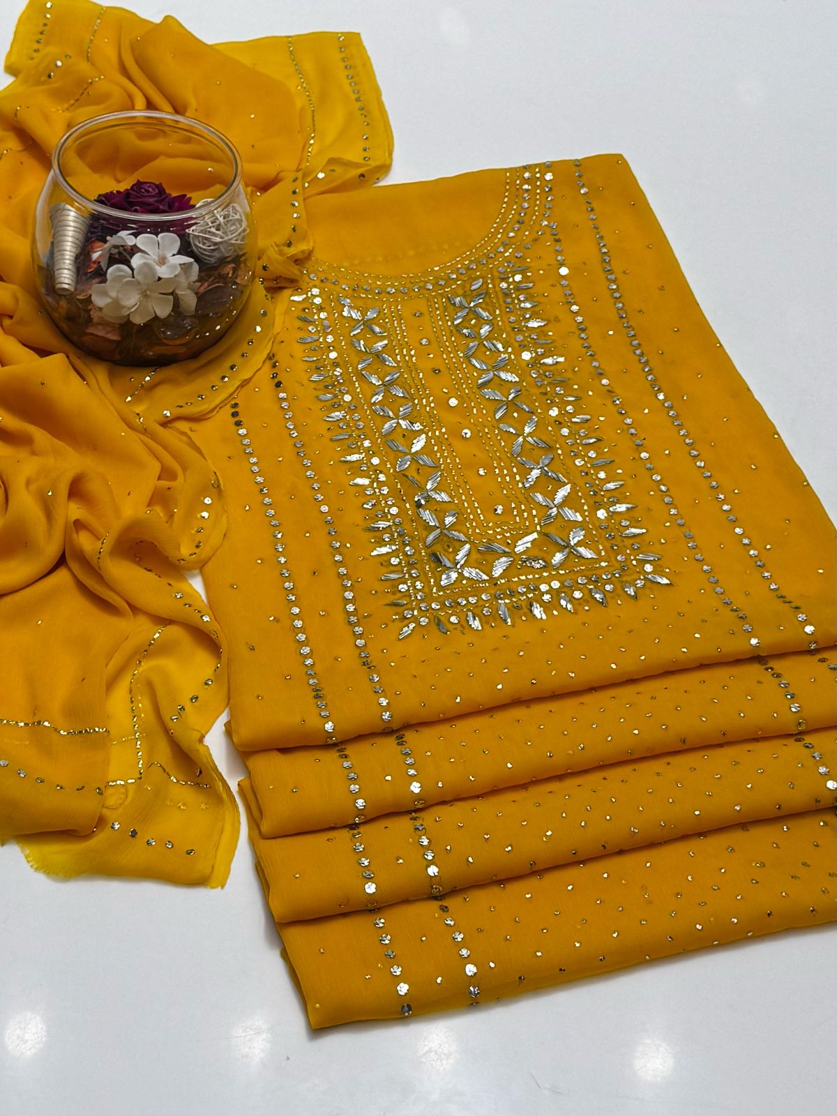 2-Piece Chiffon Mukaish