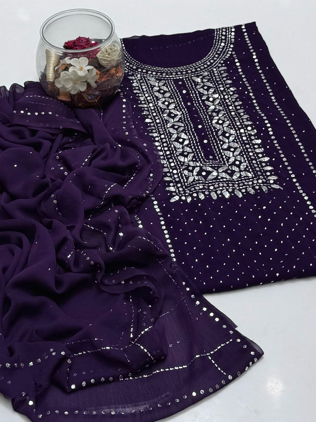 2-Piece Chiffon Mukaish