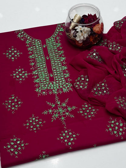 3-Piece Embroidered Handmade Sheesha And Thread Work