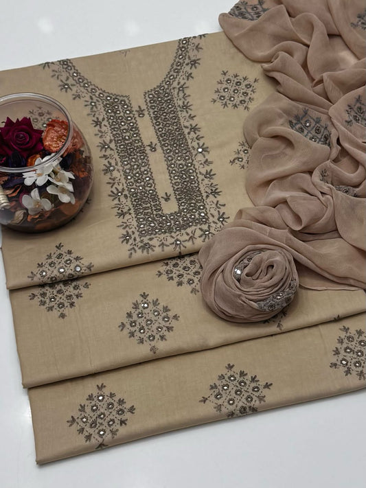 3-Piece Embroidered Handmade Sheesha And Thread Work
