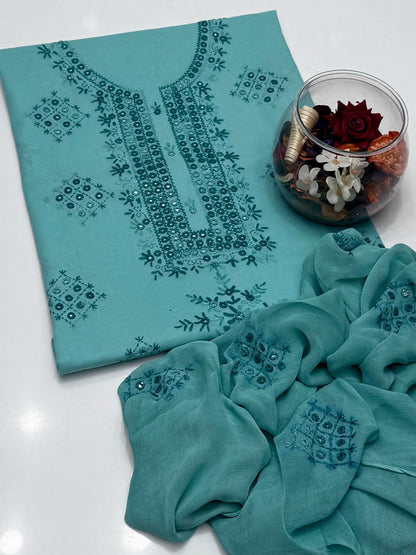3-Piece Embroidered Handmade Sheesha And Thread Work