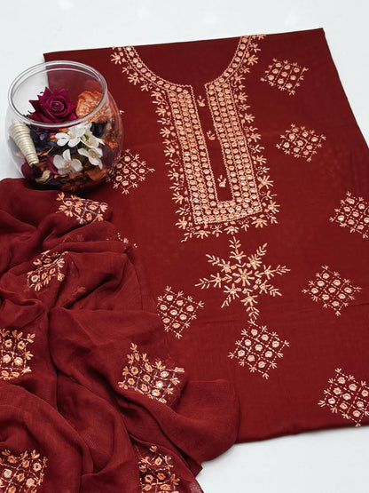 3-Piece Embroidered Handmade Sheesha And Thread Work