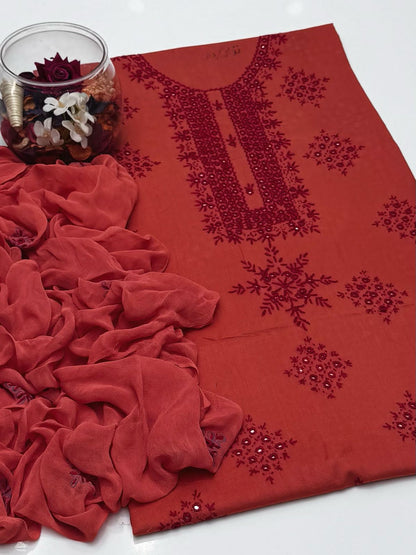 3-Piece Embroidered Handmade Sheesha And Thread Work