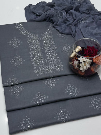 3-Piece Embroidered Handmade Sheesha And Thread Work