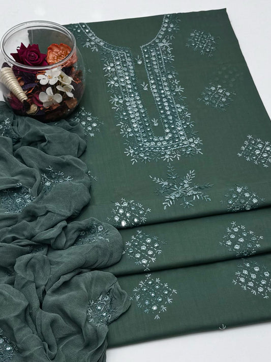 3-Piece Embroidered Handmade Sheesha And Thread Work