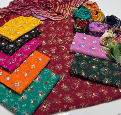 3-Piece Kachabor Embroidery Lawn