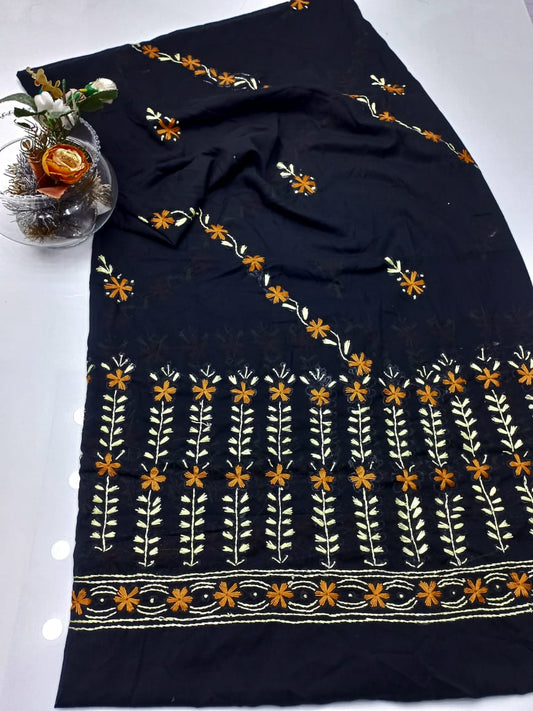 Hand Embroidered Swiss lawn Chaadar/ Dupatta D1