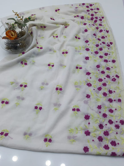 Hand Embroidered Swiss lawn Chaadar/Dupatta D3