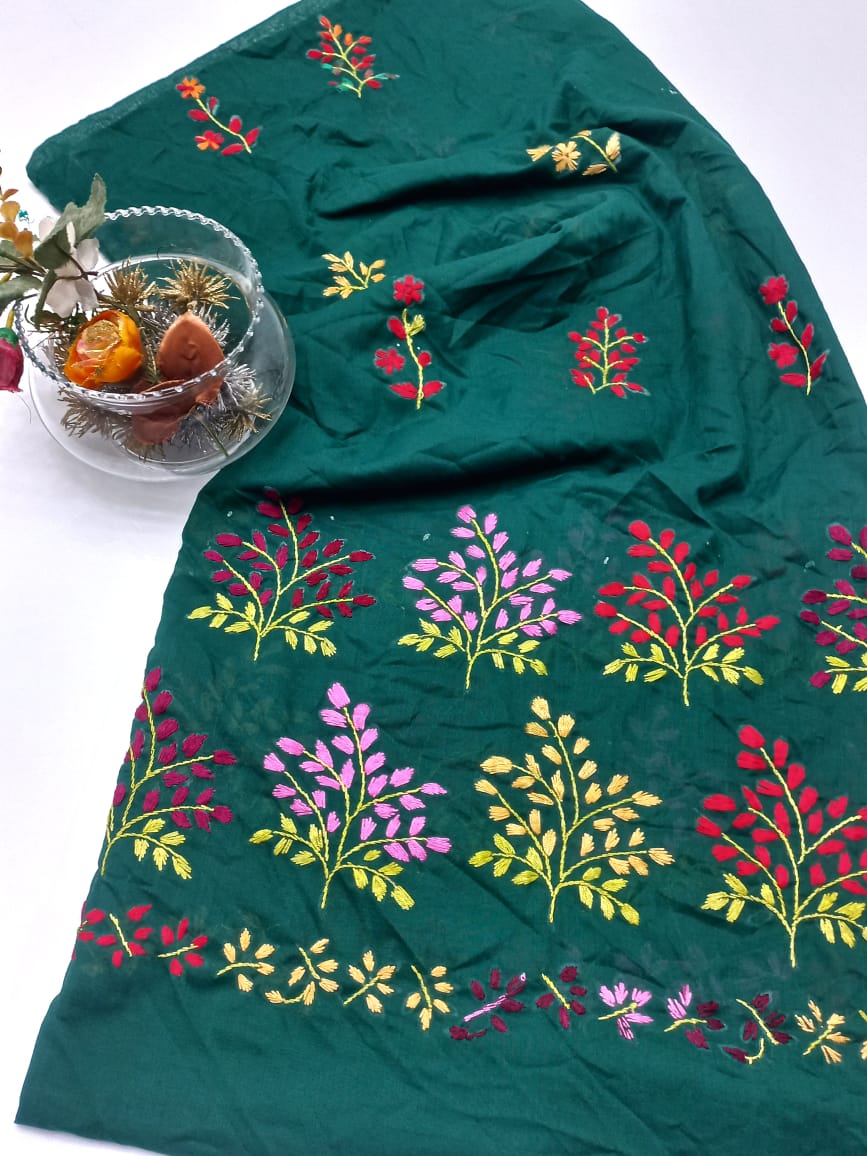 Hand Embroidered Swiss lawn Chaadar/ Dupatta D2