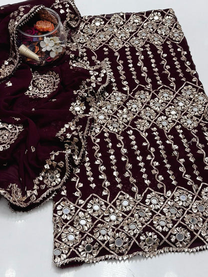 2-Piece Handmade Gota and Sheesha Chiffon