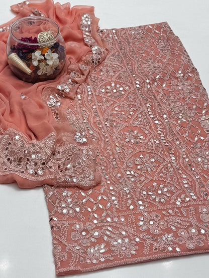 2-Piece Chiffon Press Gota Chickenkari