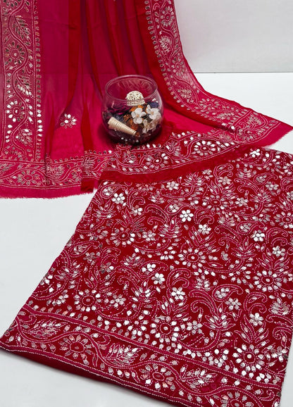 2-Piece Chiffon Press Gota Chickenkari