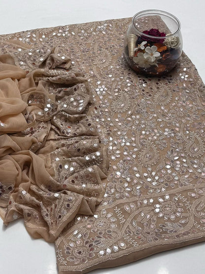 2-Piece Chiffon Press Gota Chickenkari