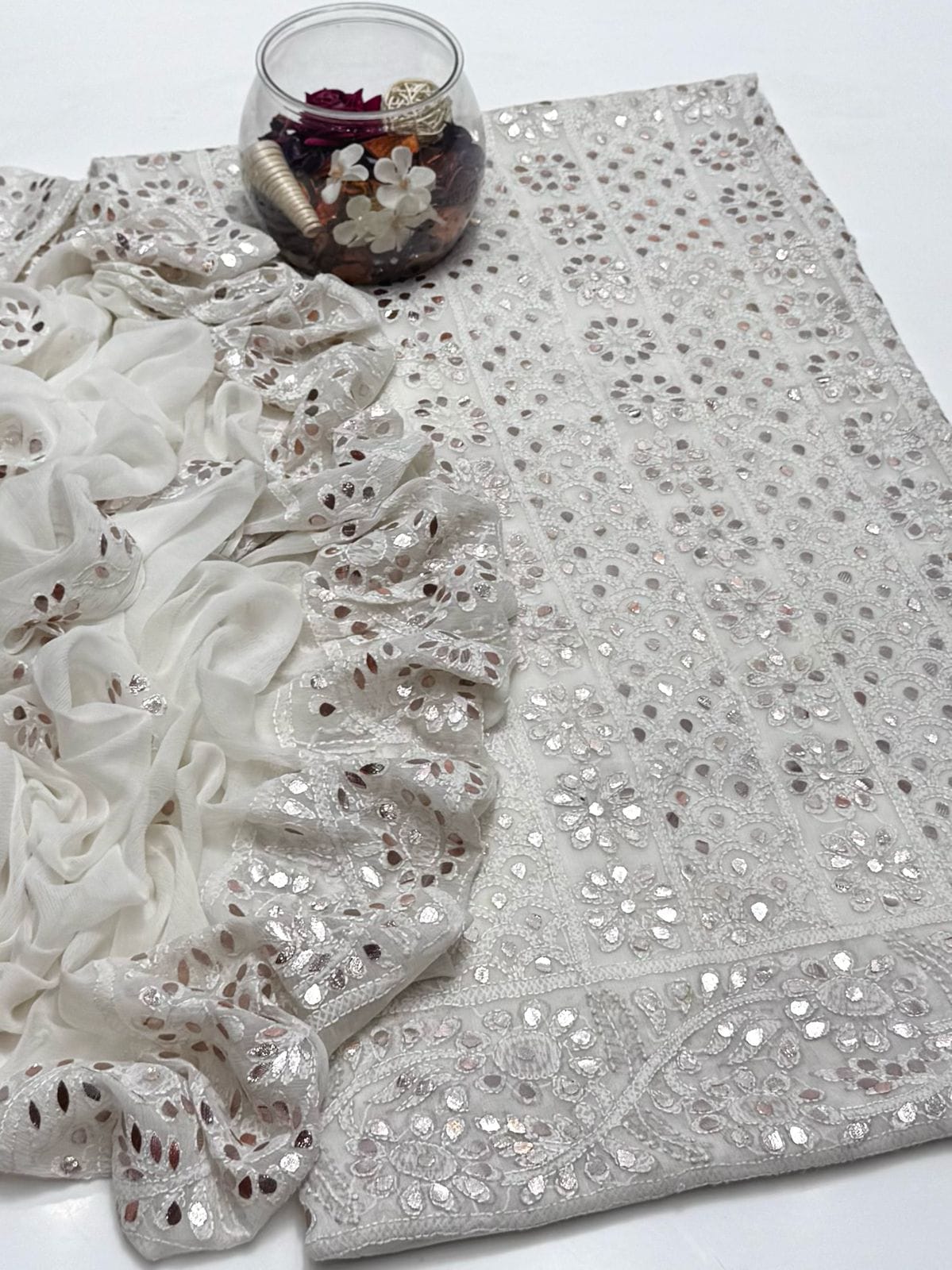 2-Piece Chiffon Press Gota Chickenkari