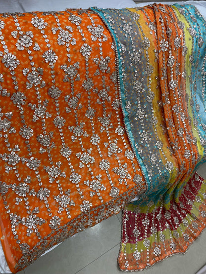 2-Piece Handmade LCD Gotta Chunri Chiffon