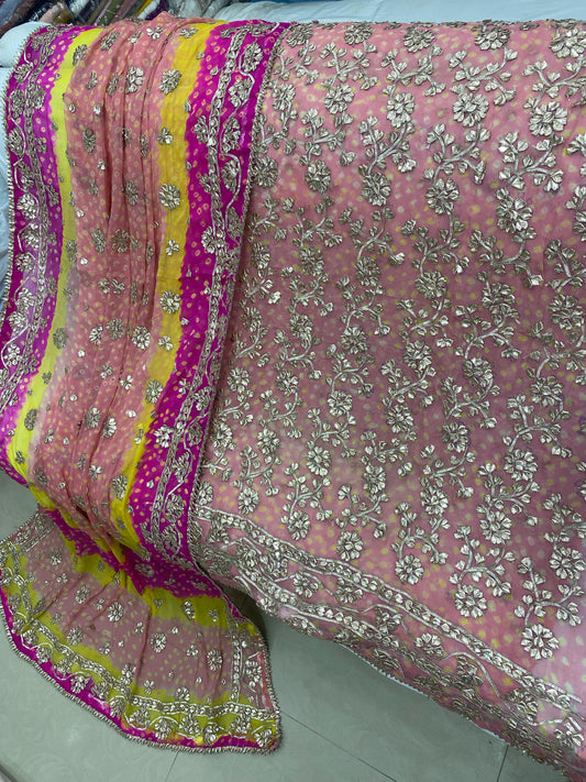 2-Piece Handmade LCD Gotta Chunri Chiffon