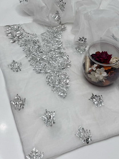 2-Piece Handmade Mukaish Work on Organza