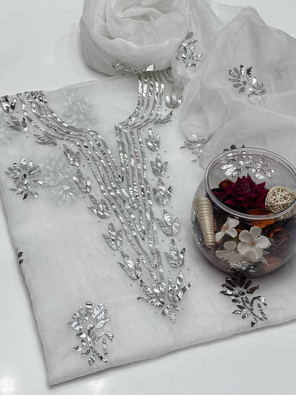 2-Piece Handmade Mukaish Work on Organza