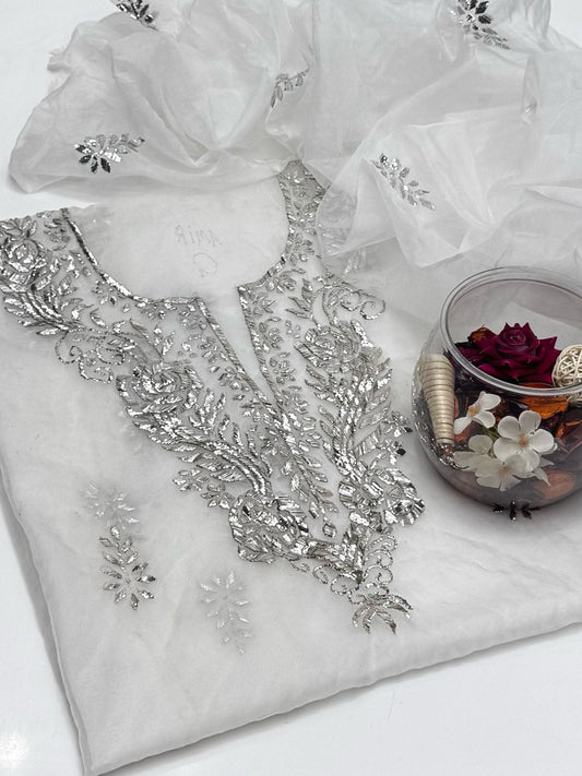 2-Piece Handmade Mukaish Work on Organza