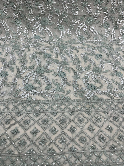2-Piece Pure Chiffon Handmade Parsi gara and gota Work