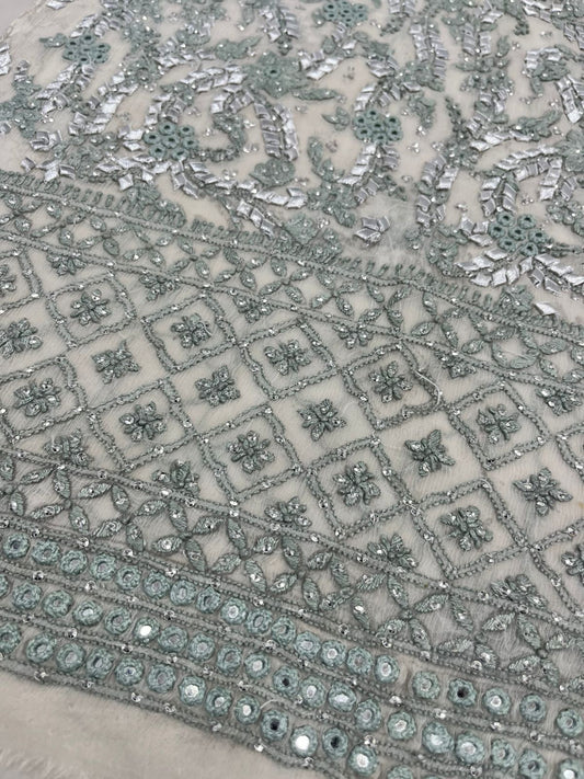 2-Piece Pure Chiffon Handmade Parsi gara and gota Work